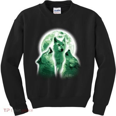 Vintage Three Wolves Moon Design Kids Sweatshirt