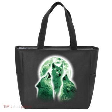 Vintage Three Wolves Moon Design Tote Bag