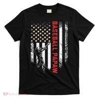 Vintage USA American Flag Proud Baseball Papaw Silhouette T-Shirt thumb 0
