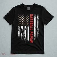 Vintage USA American Flag Proud Baseball Papaw Silhouette T-Shirt thumb 5