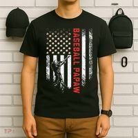Vintage USA American Flag Proud Baseball Papaw Silhouette T-Shirt thumb 6