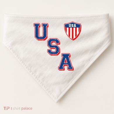 Vintage USA American Flag Shield USA-Made Doggie Bandana