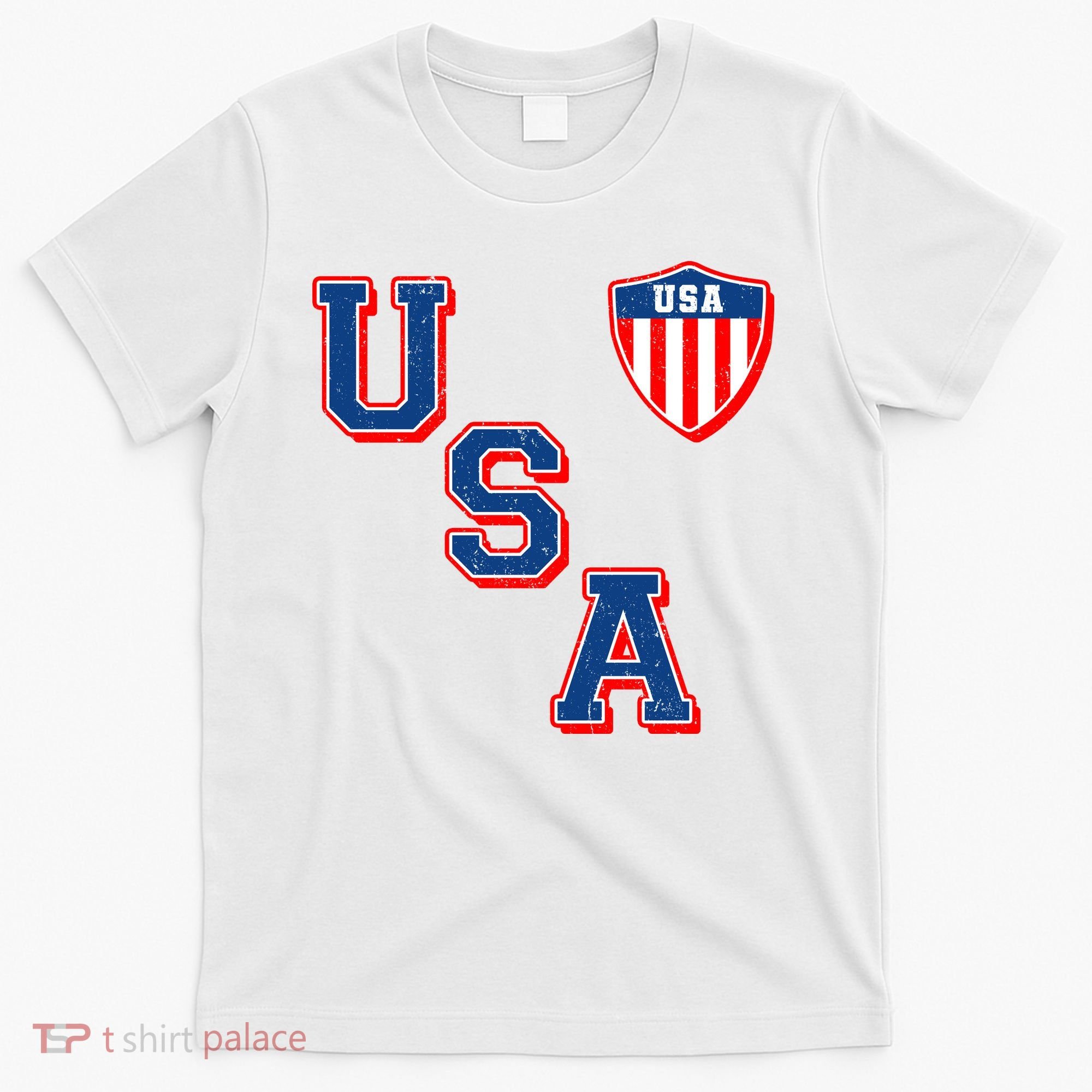 Vintage USA American Flag Shield T-Shirt