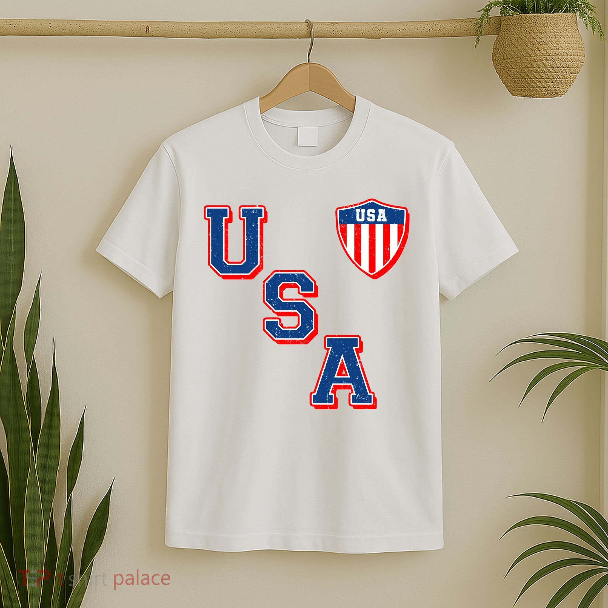 Vintage USA American Flag Shield T-Shirt