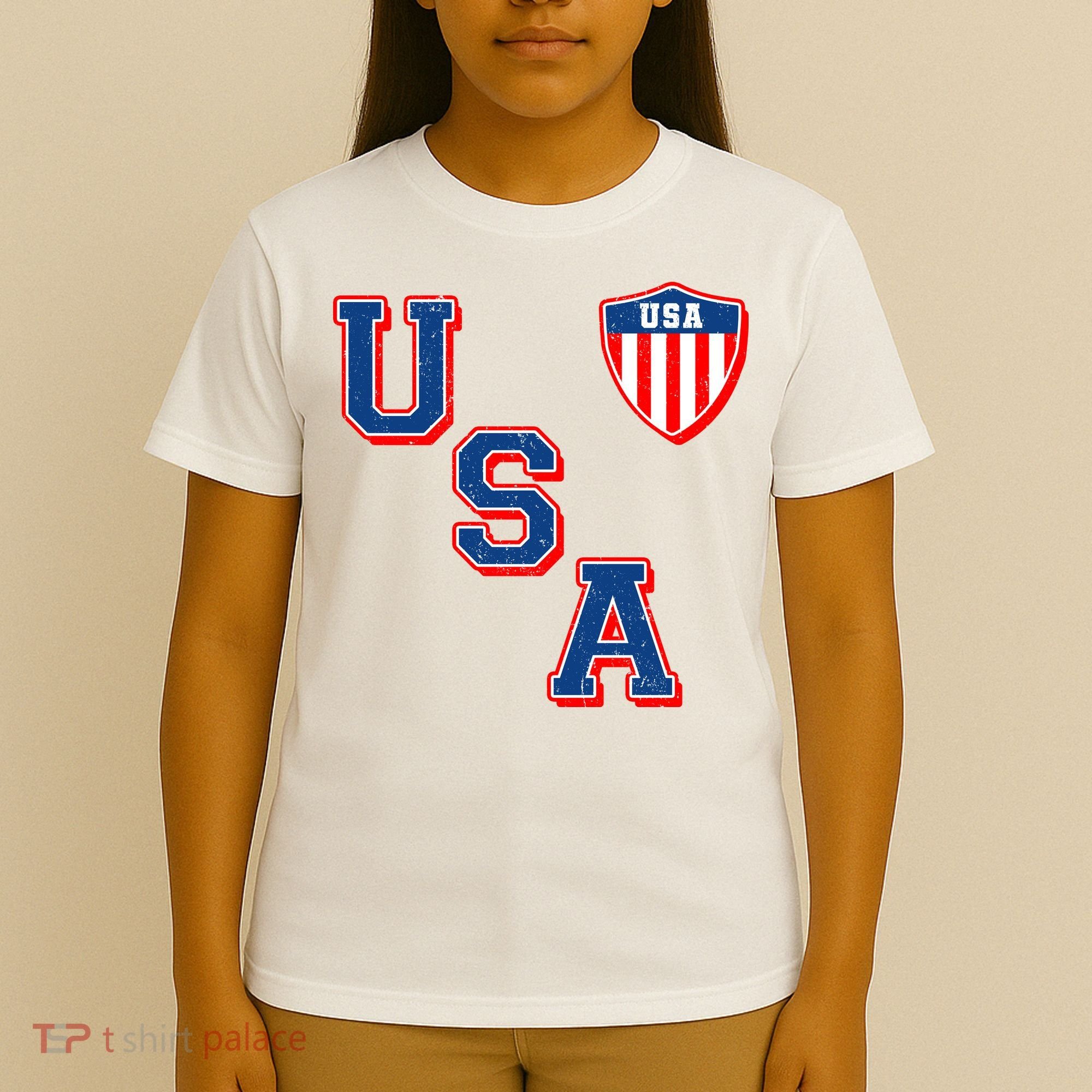 Vintage USA American Flag Shield T-Shirt