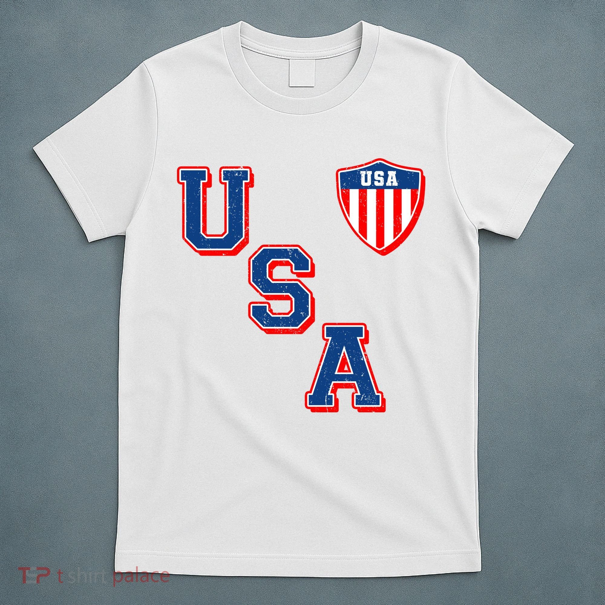 Vintage USA American Flag Shield T-Shirt