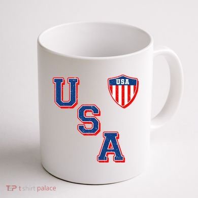 Vintage USA American Flag Shield Coffee Mug back