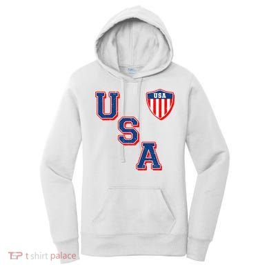 Vintage USA American Flag Shield Women's Hoodie