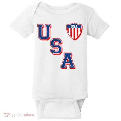 Vintage USA American Flag Shield Baby Bodysuit