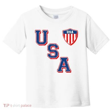 Vintage USA American Flag Shield Toddler T-Shirt