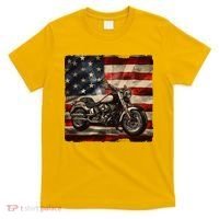Vintage USA American Flag Motorcycle Biker T-Shirt thumb 0