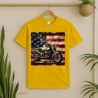 Vintage USA American Flag Motorcycle Biker T-Shirt thumb 2