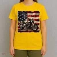 Vintage USA American Flag Motorcycle Biker T-Shirt thumb 4