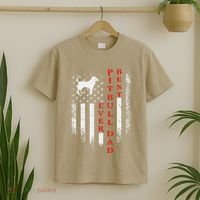 Vintage Usa American Flag Best Pit Bull Pitbull Dog Dad Ever T-Shirt thumb 2