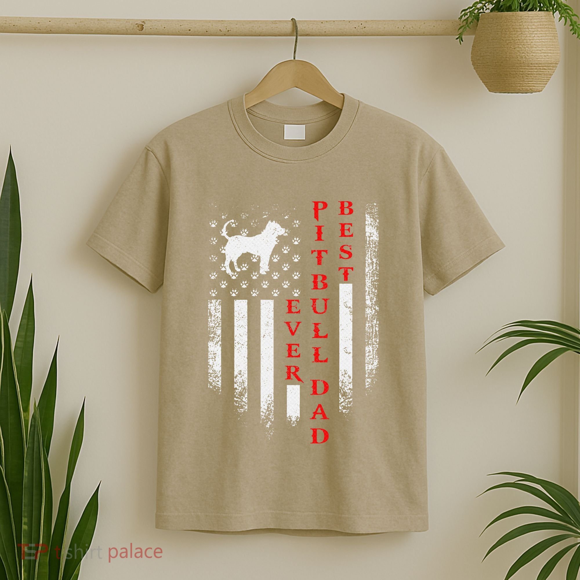 Vintage Usa American Flag Best Pit Bull Pitbull Dog Dad Ever T-Shirt