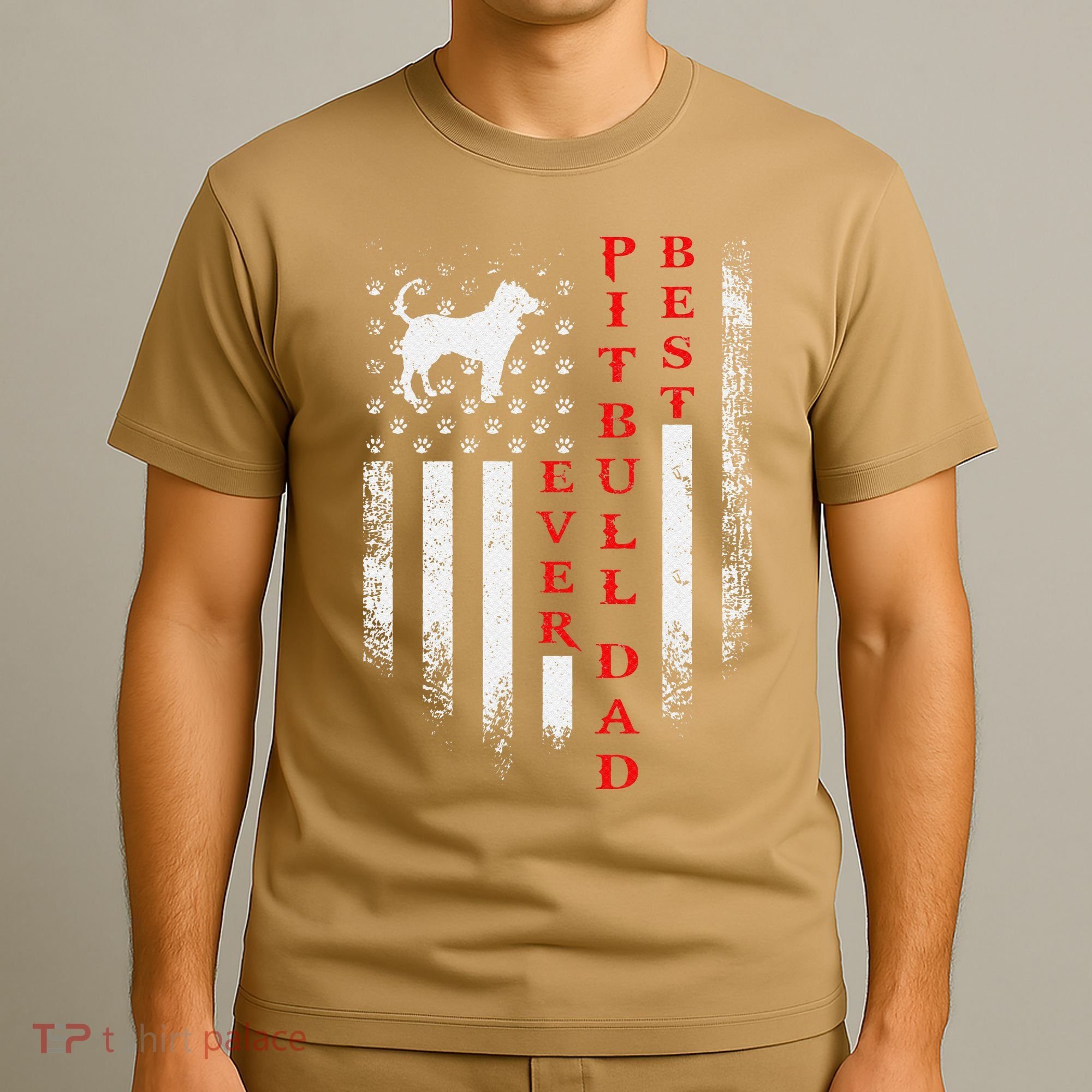 Vintage Usa American Flag Best Pit Bull Pitbull Dog Dad Ever T-Shirt
