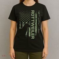 Vintage USA American Camo Flag Rottweiler Rottie Silhouette T-Shirt thumb 4
