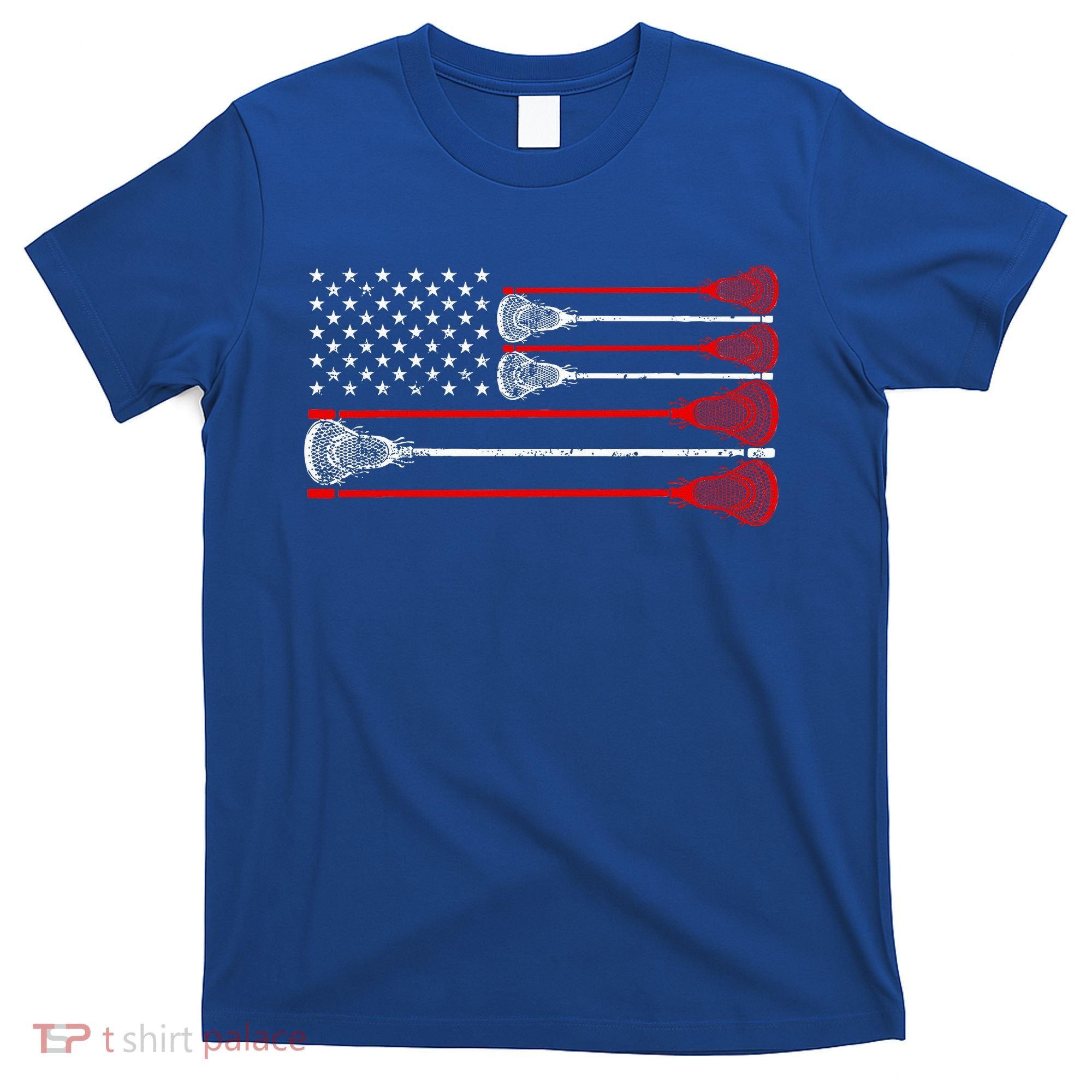 Vintage Usa American Flag Lacrosse Player T-Shirt
