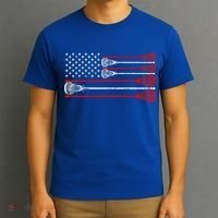 Vintage Usa American Flag Lacrosse Player T-Shirt thumb 3