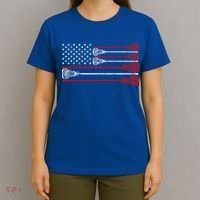 Vintage Usa American Flag Lacrosse Player T-Shirt thumb 4