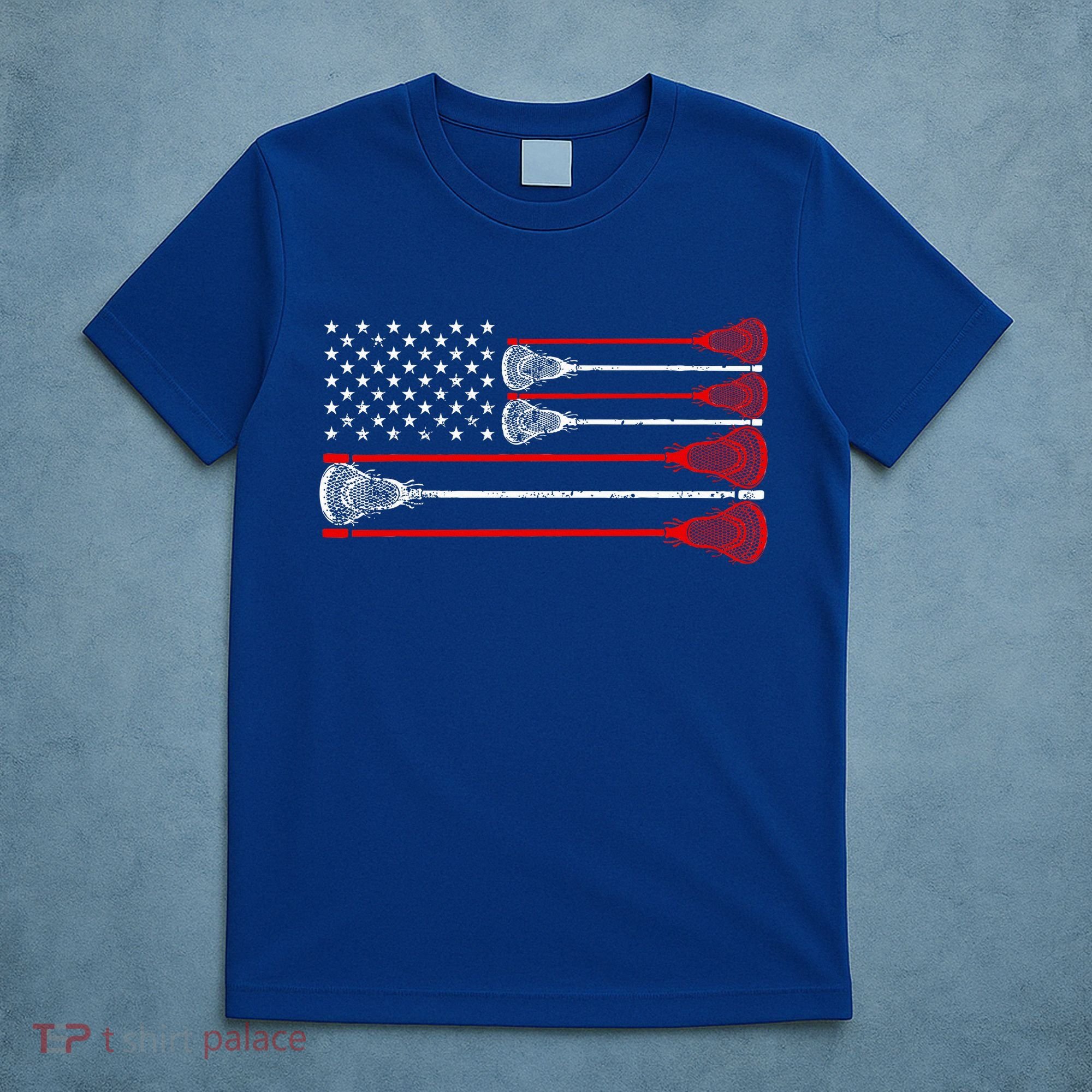 Vintage Usa American Flag Lacrosse Player T-Shirt