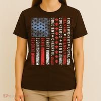 Vintage US America Flag Scouting Scout Law T-Shirt thumb 4
