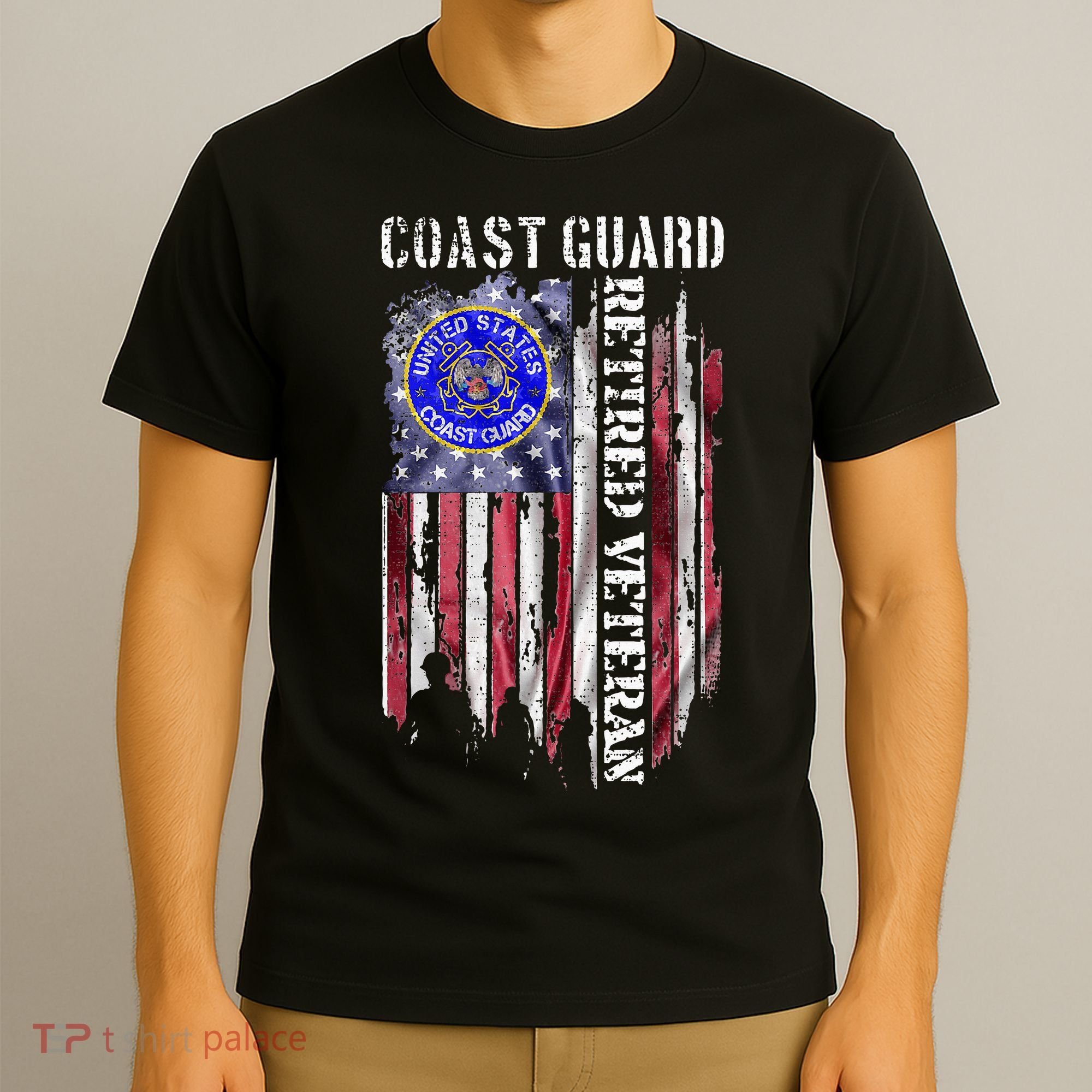 Vintage Usa American Flag Coast Guard T-Shirt