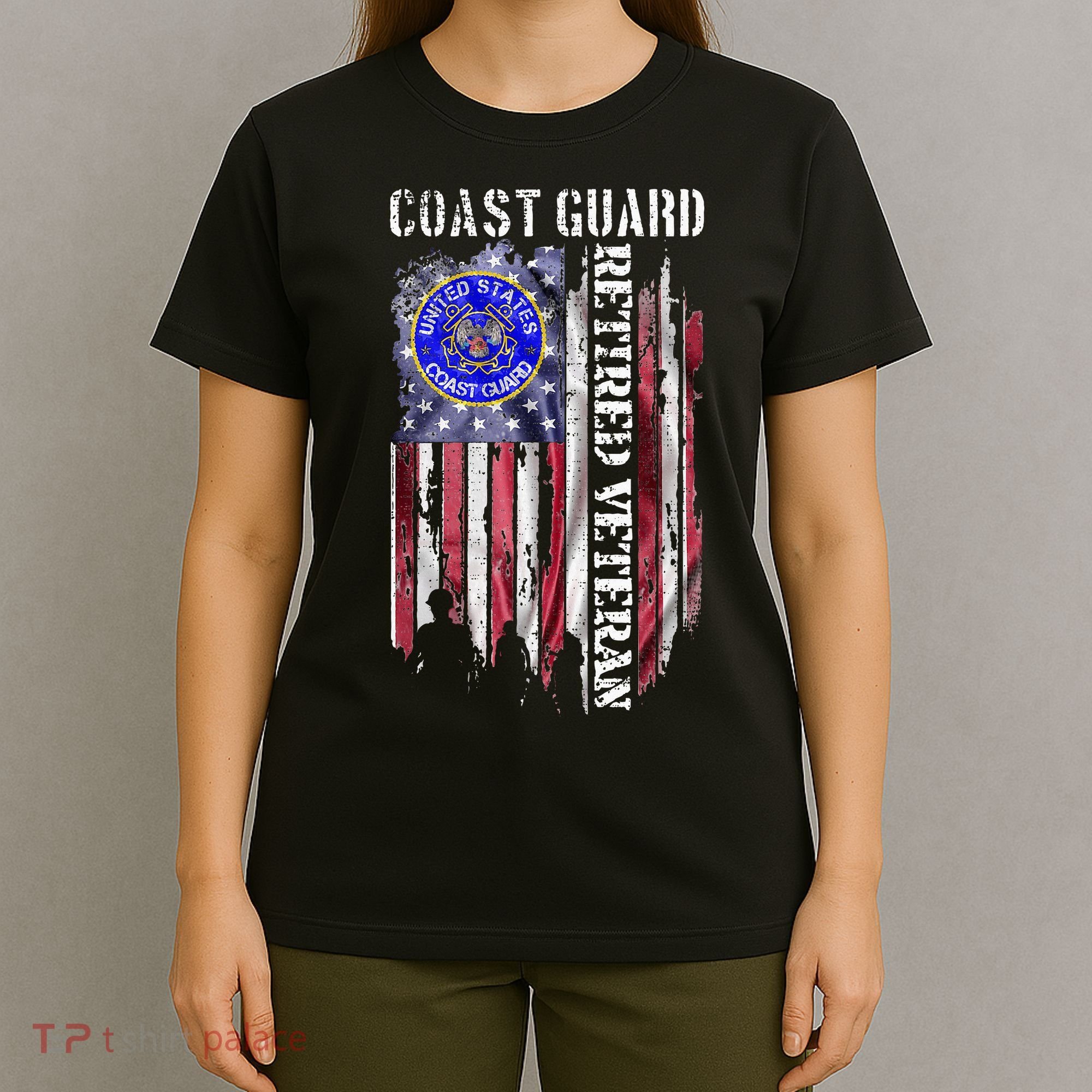 Vintage Usa American Flag Coast Guard T-Shirt