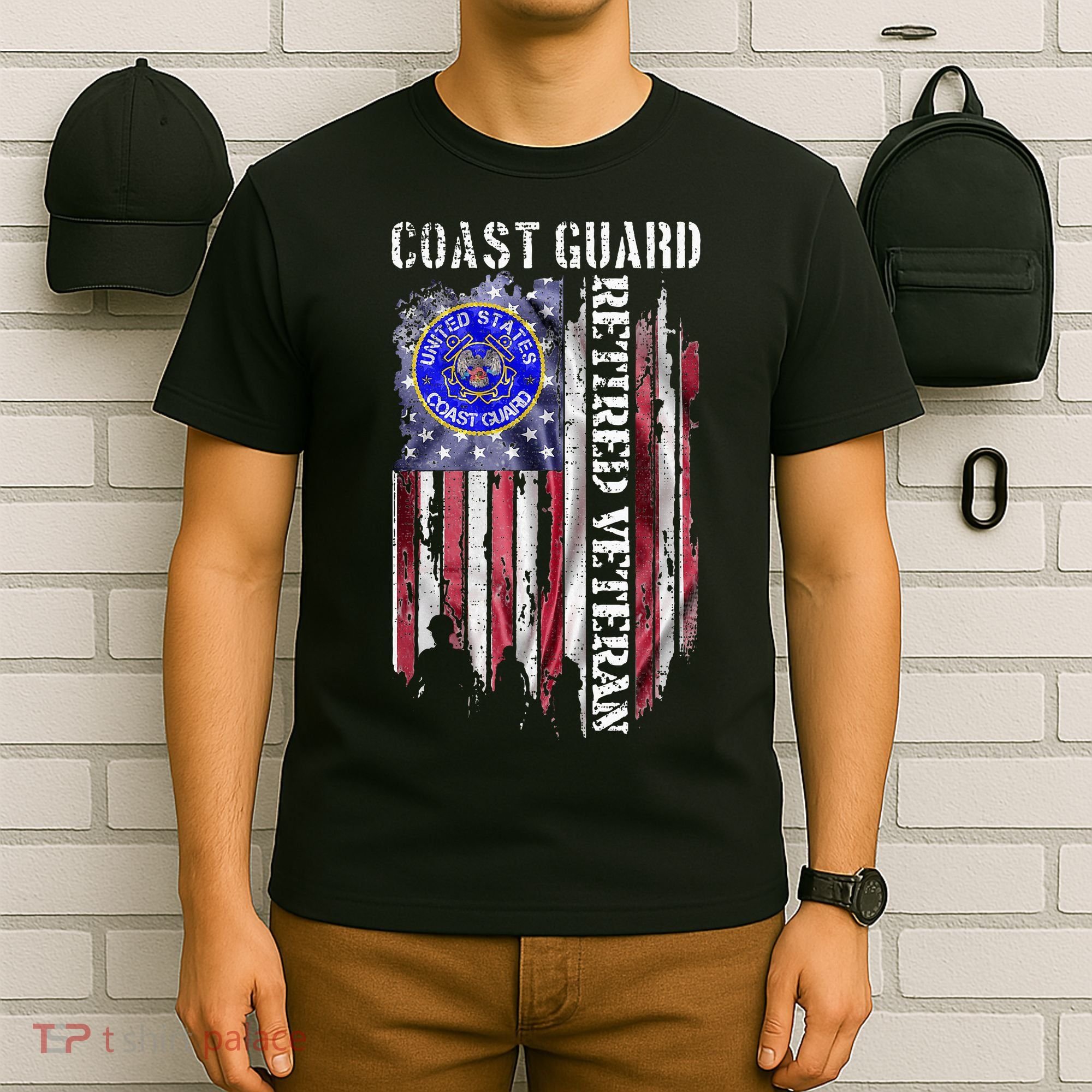 Vintage Usa American Flag Coast Guard T-Shirt