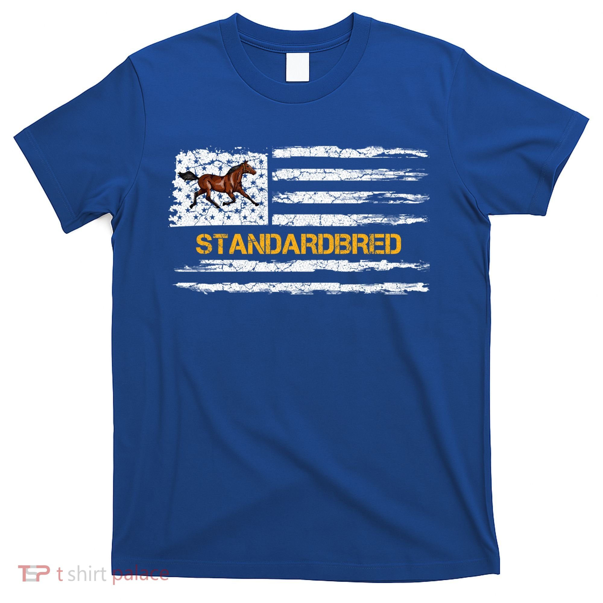 Vintage Usa American Flag Standardbred Horse Riding Lover Cool Gift T-Shirt