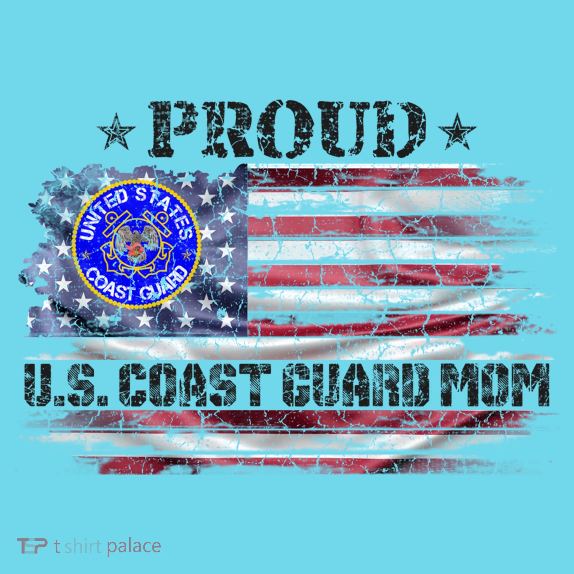 Vintage Usa American Flag Proud Us Coast Guard Veteran Mom Funny Gift T-Shirt