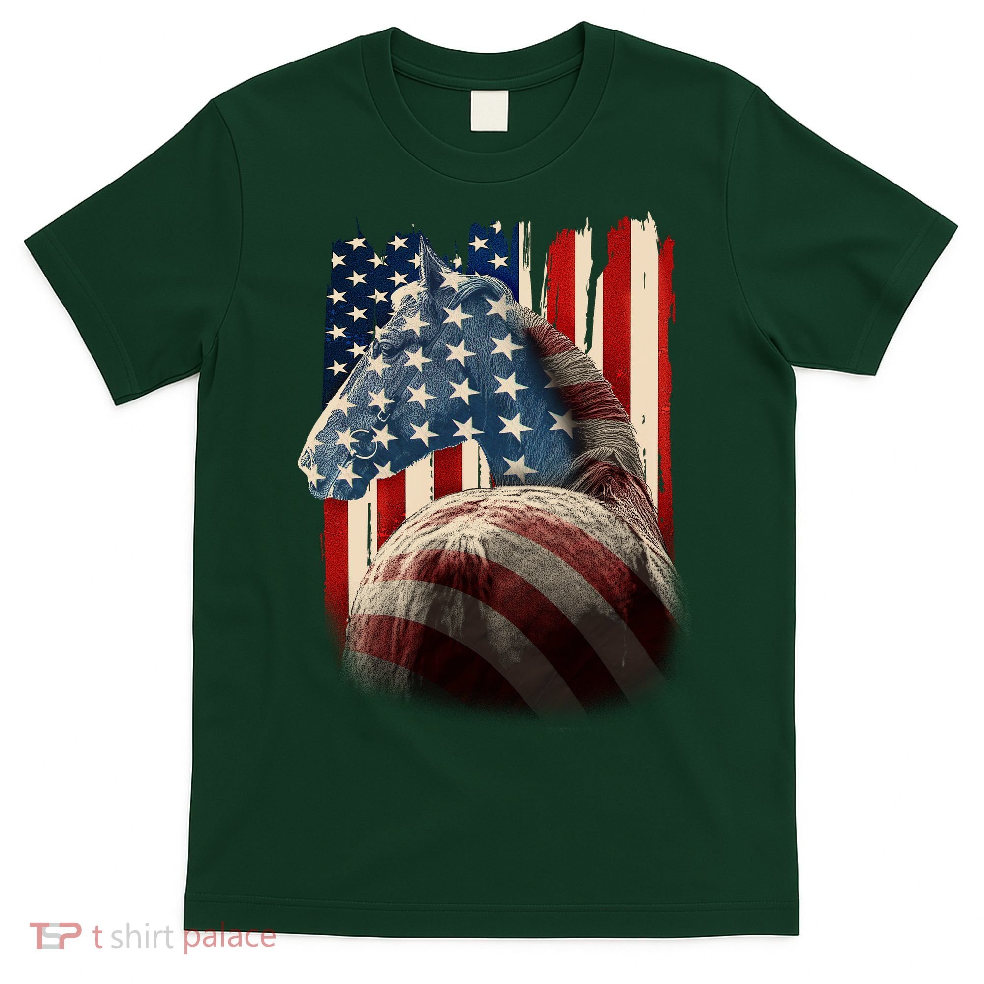 Vintage USA American Flag Horse T-Shirt