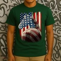 Vintage USA American Flag Horse T-Shirt thumb 3