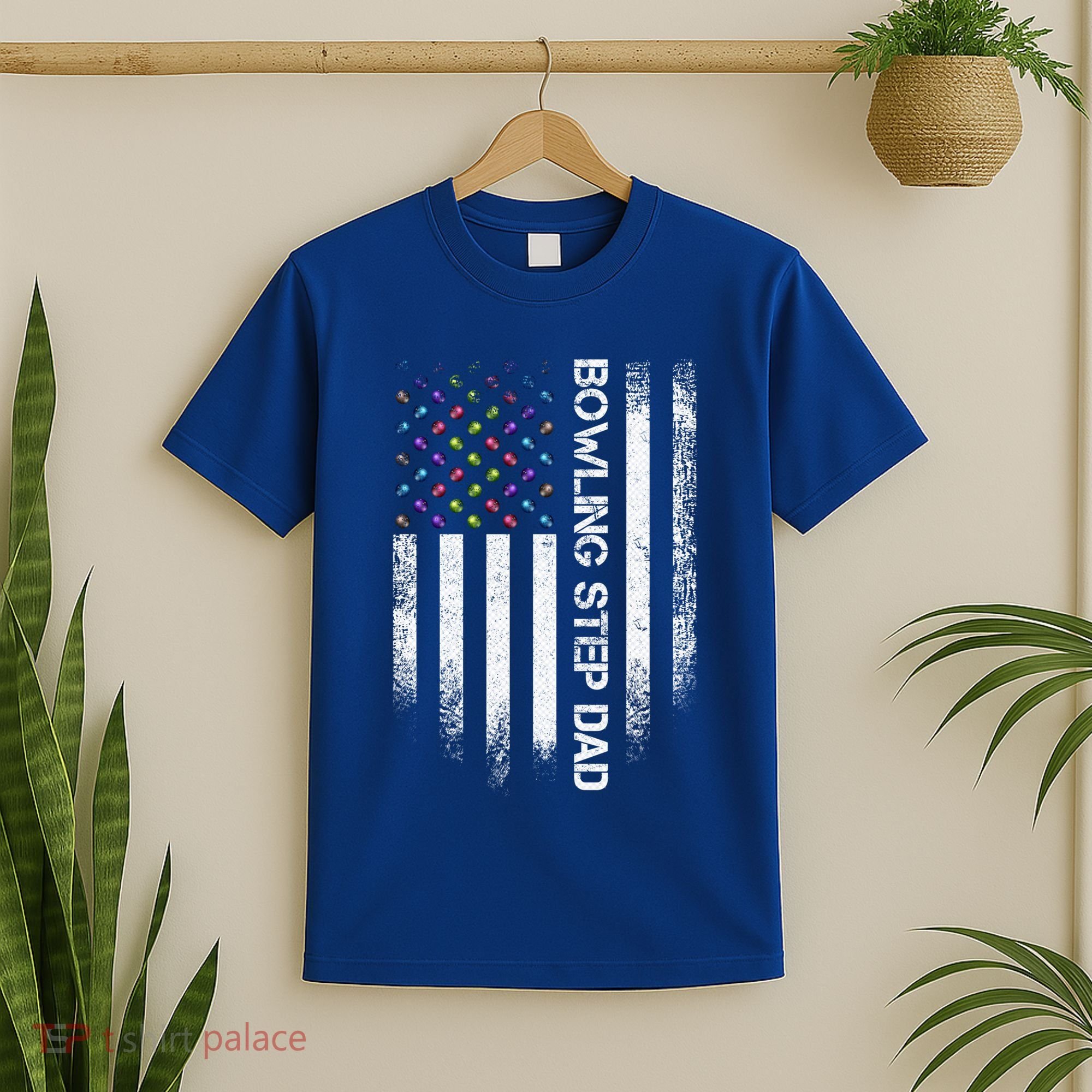 Vintage Usa American Flag Proud Bowling Step Dad Bowler Gift Funny Gift T-Shirt