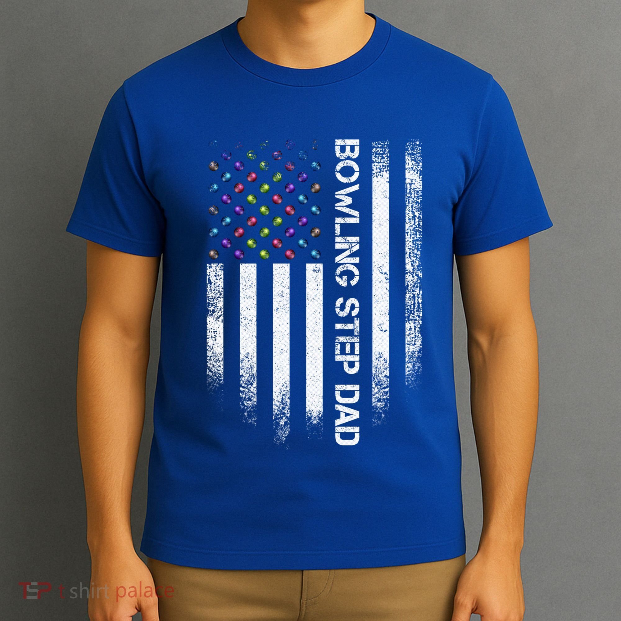 Vintage Usa American Flag Proud Bowling Step Dad Bowler Gift Funny Gift T-Shirt