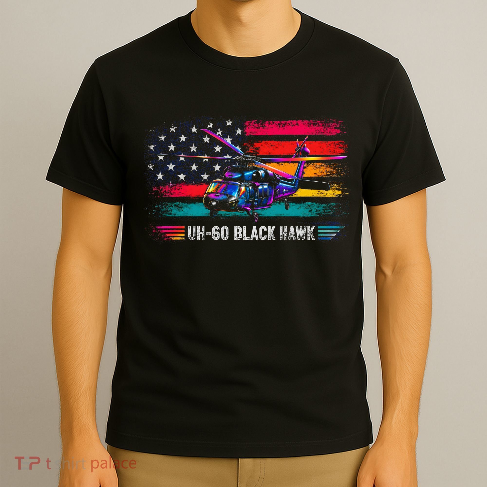 Vintage UH-60 Blackhawk Helicopter Retro T-Shirt