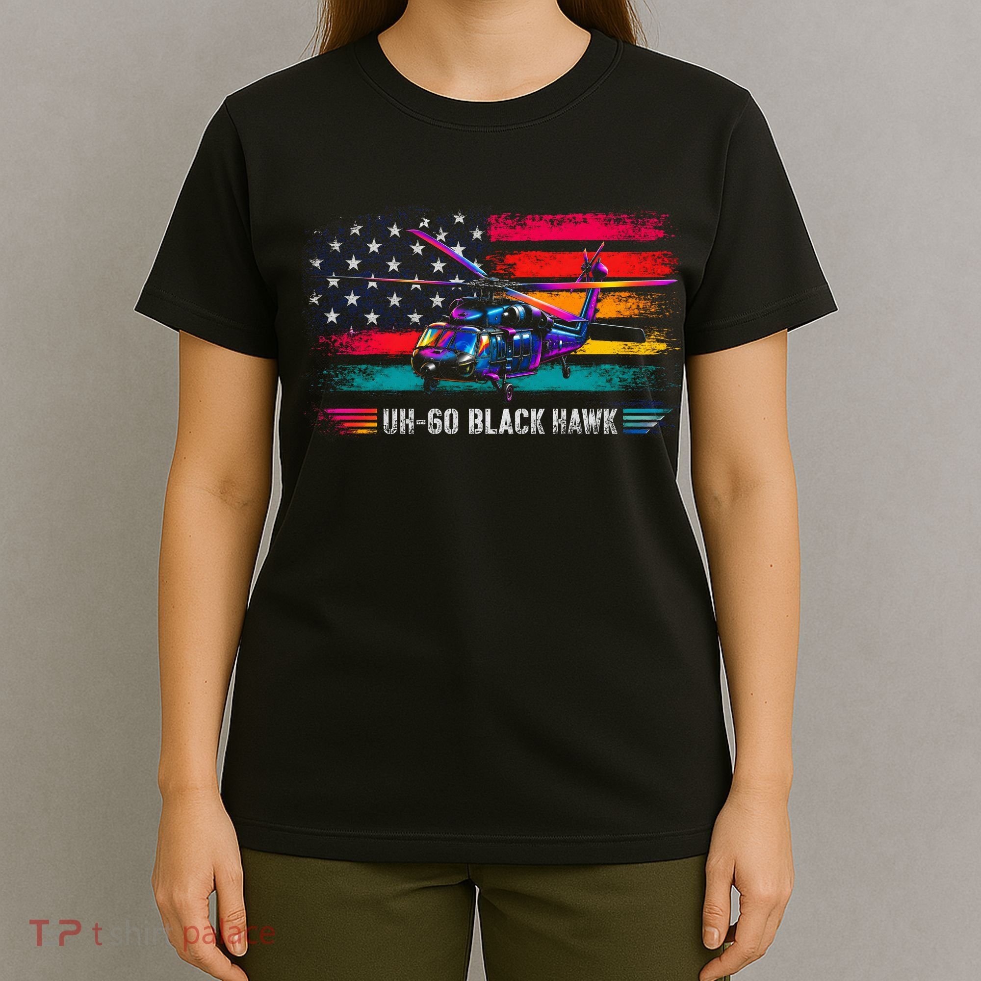 Vintage UH-60 Blackhawk Helicopter Retro T-Shirt