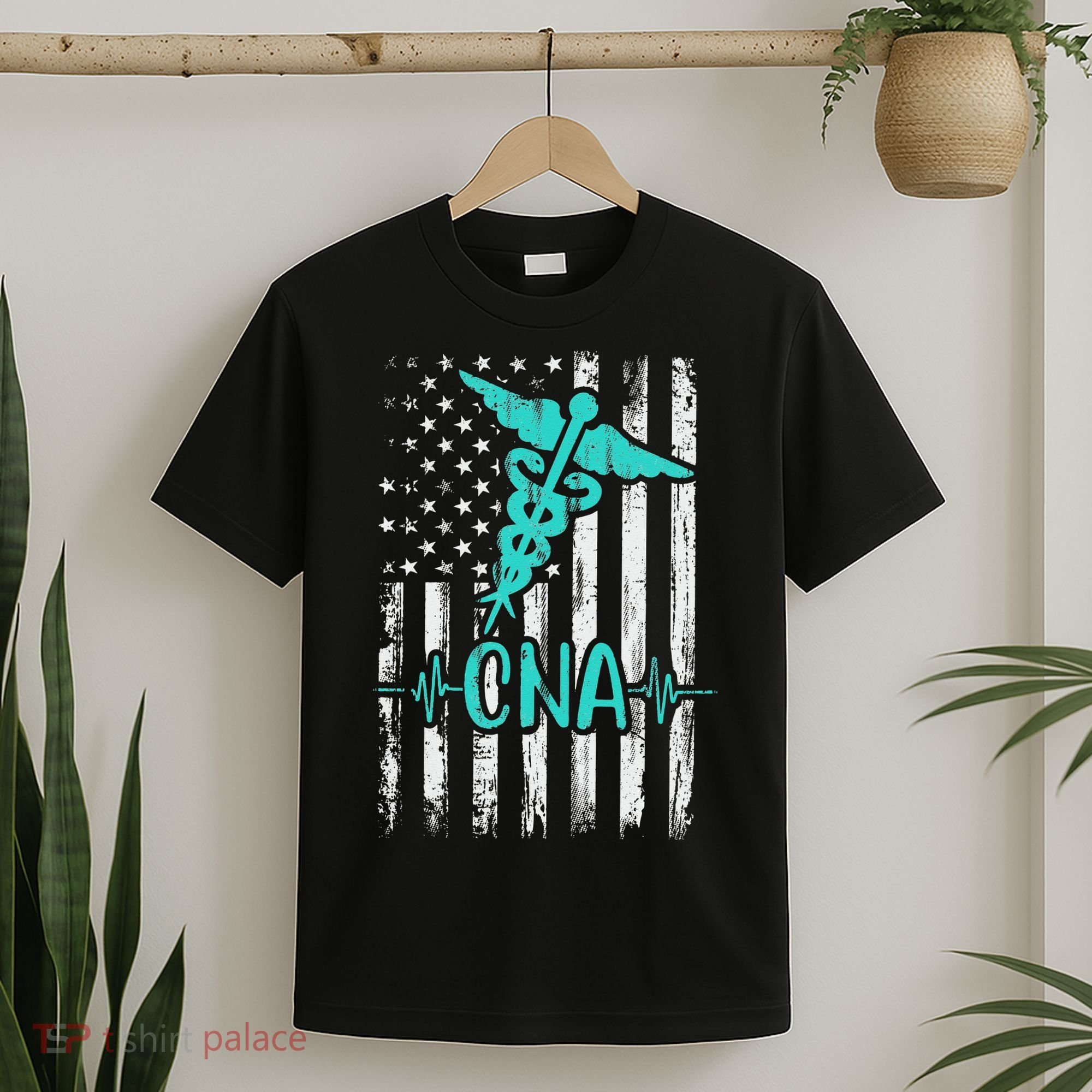 Vintage USA CNA Certified Nurse Assistant American Flag T-Shirt