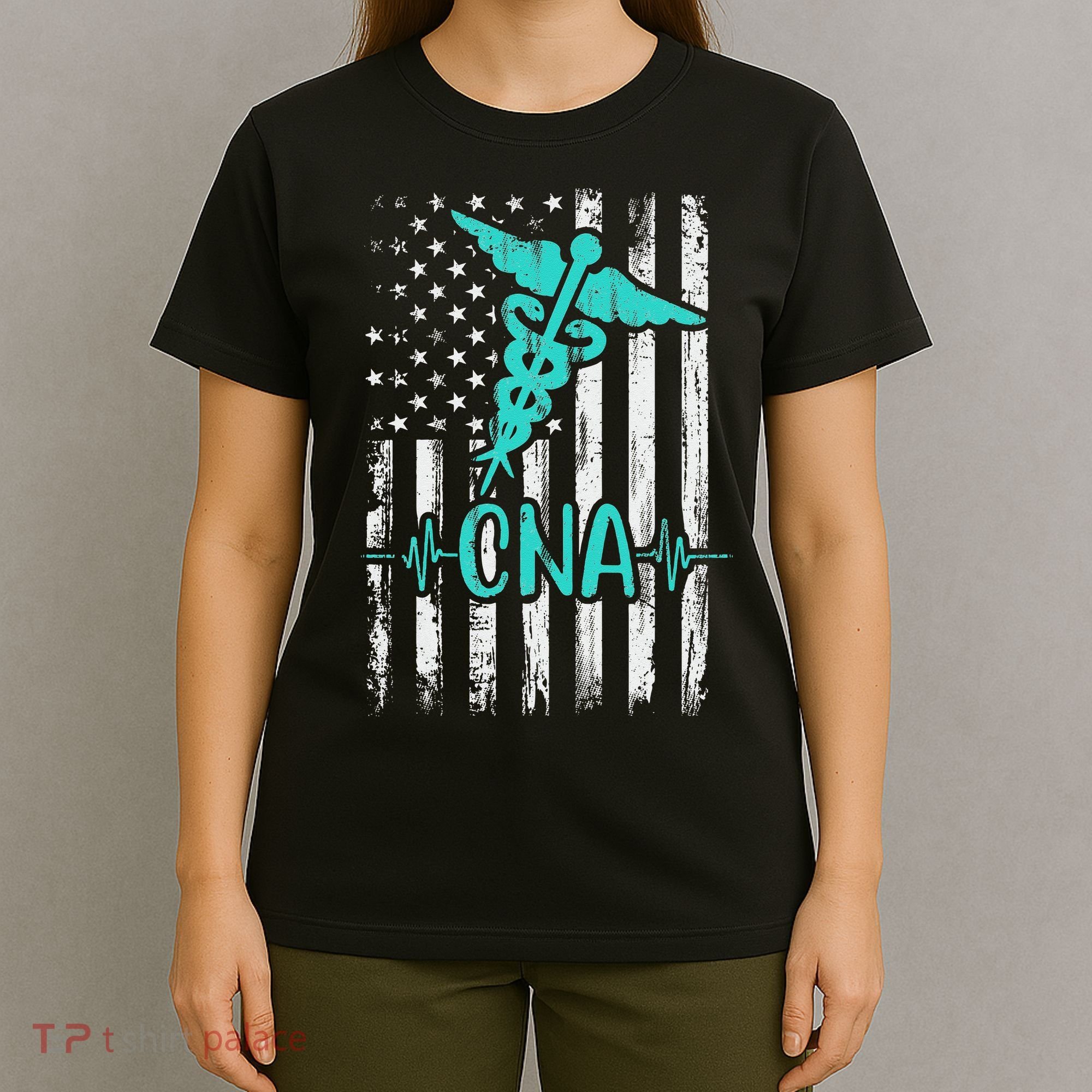 Vintage USA CNA Certified Nurse Assistant American Flag T-Shirt