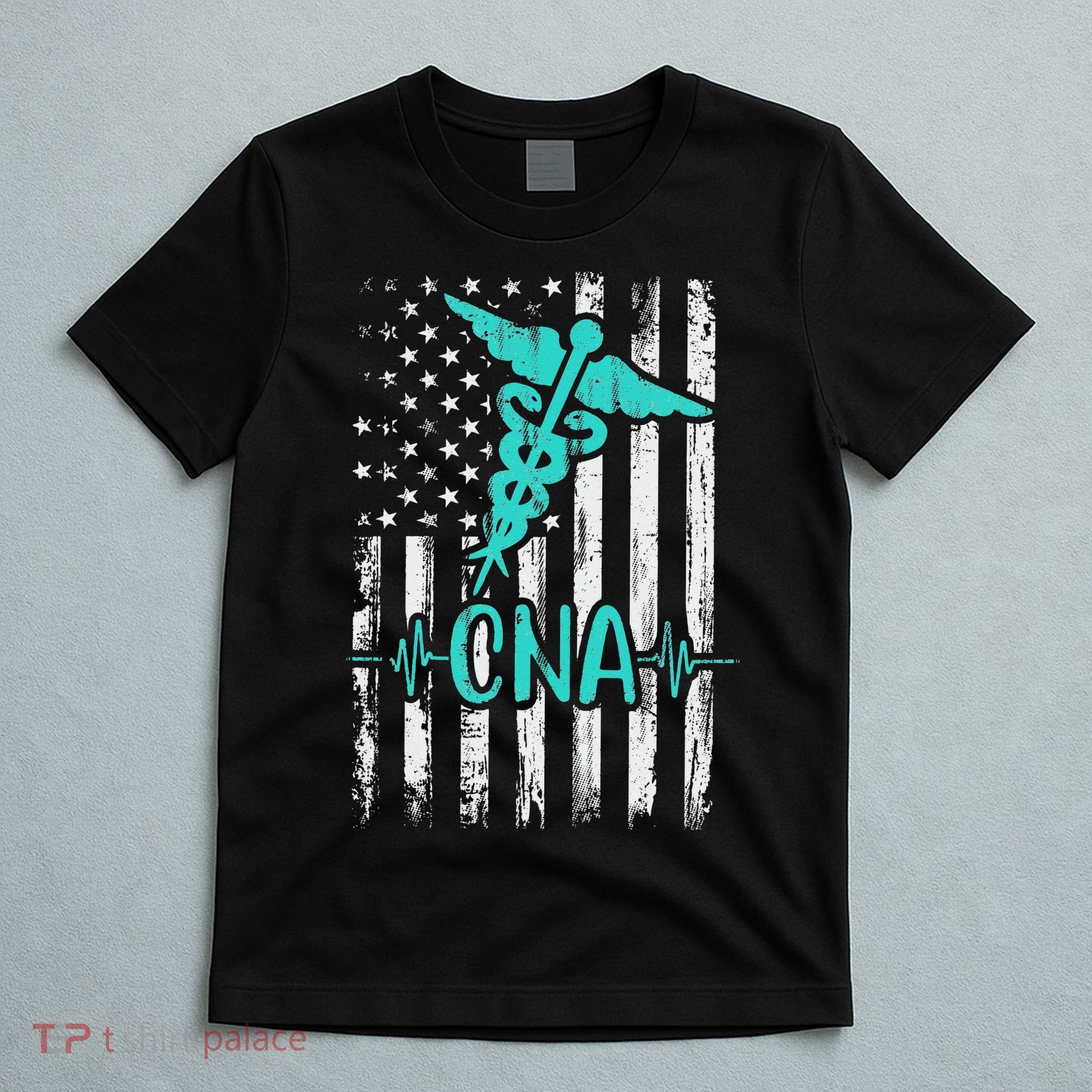Vintage USA CNA Certified Nurse Assistant American Flag T-Shirt