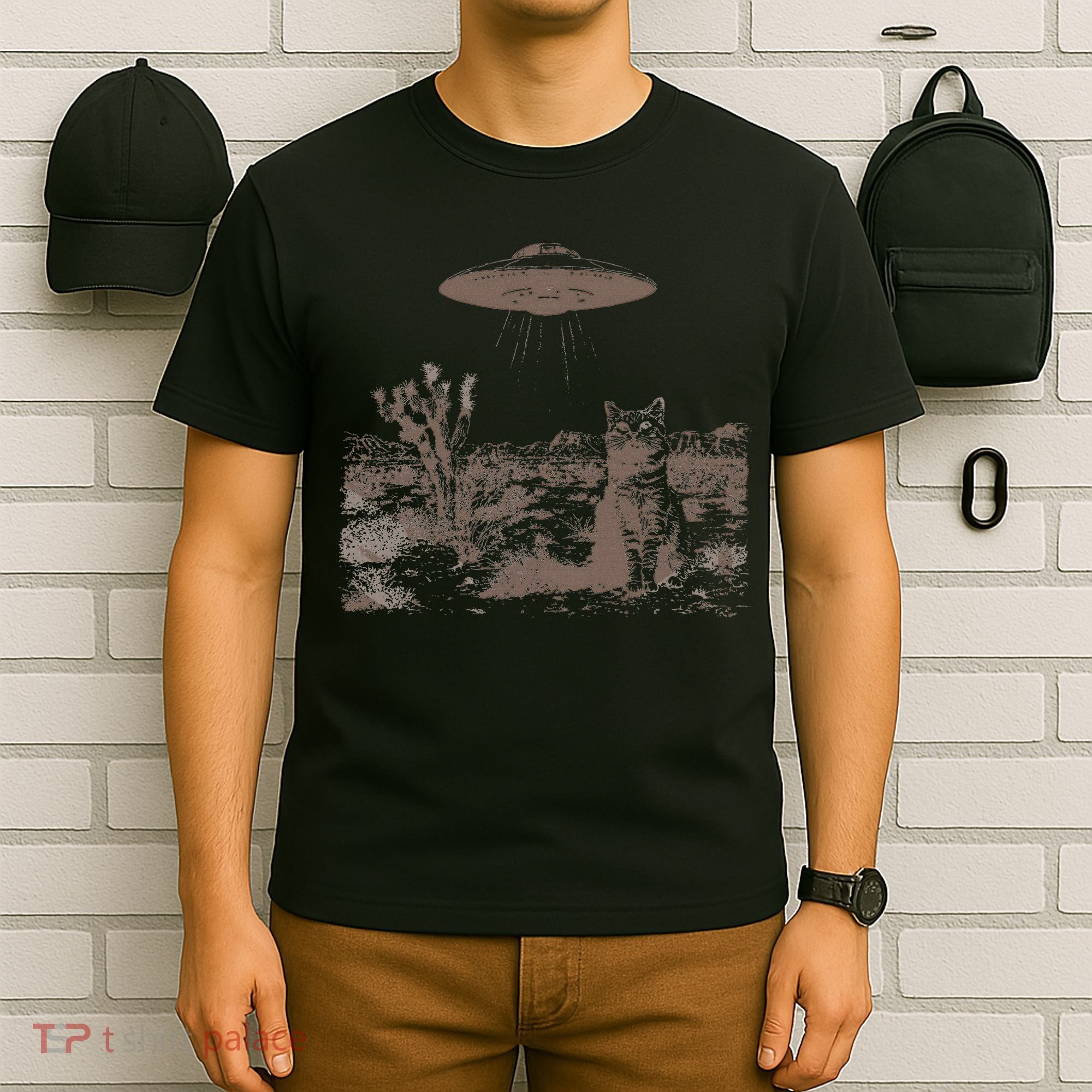 Vintage Ufo Cowboy Cats Western Cowboy Vintage 90s T-Shirt