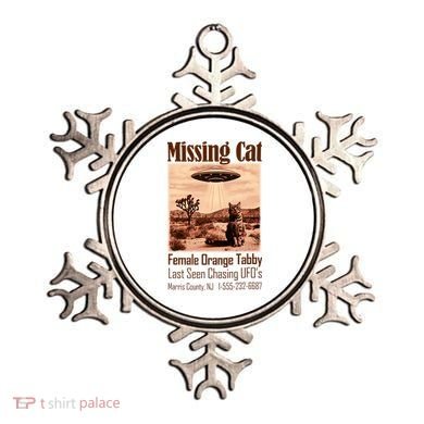 Vintage Ufo Cowboy Cat Missing Cat Female Orange Tabby Ornament