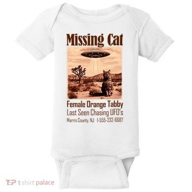 Vintage Ufo Cowboy Cat Missing Cat Female Orange Tabby Baby Bodysuit