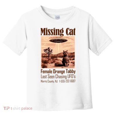 Vintage Ufo Cowboy Cat Missing Cat Female Orange Tabby Toddler T-Shirt