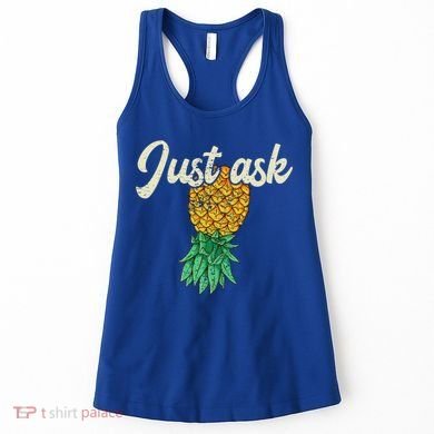 Vintage Upside Down Pineapple Just Ask Subtle Swinger Meaningful Gift Women's Tank Top