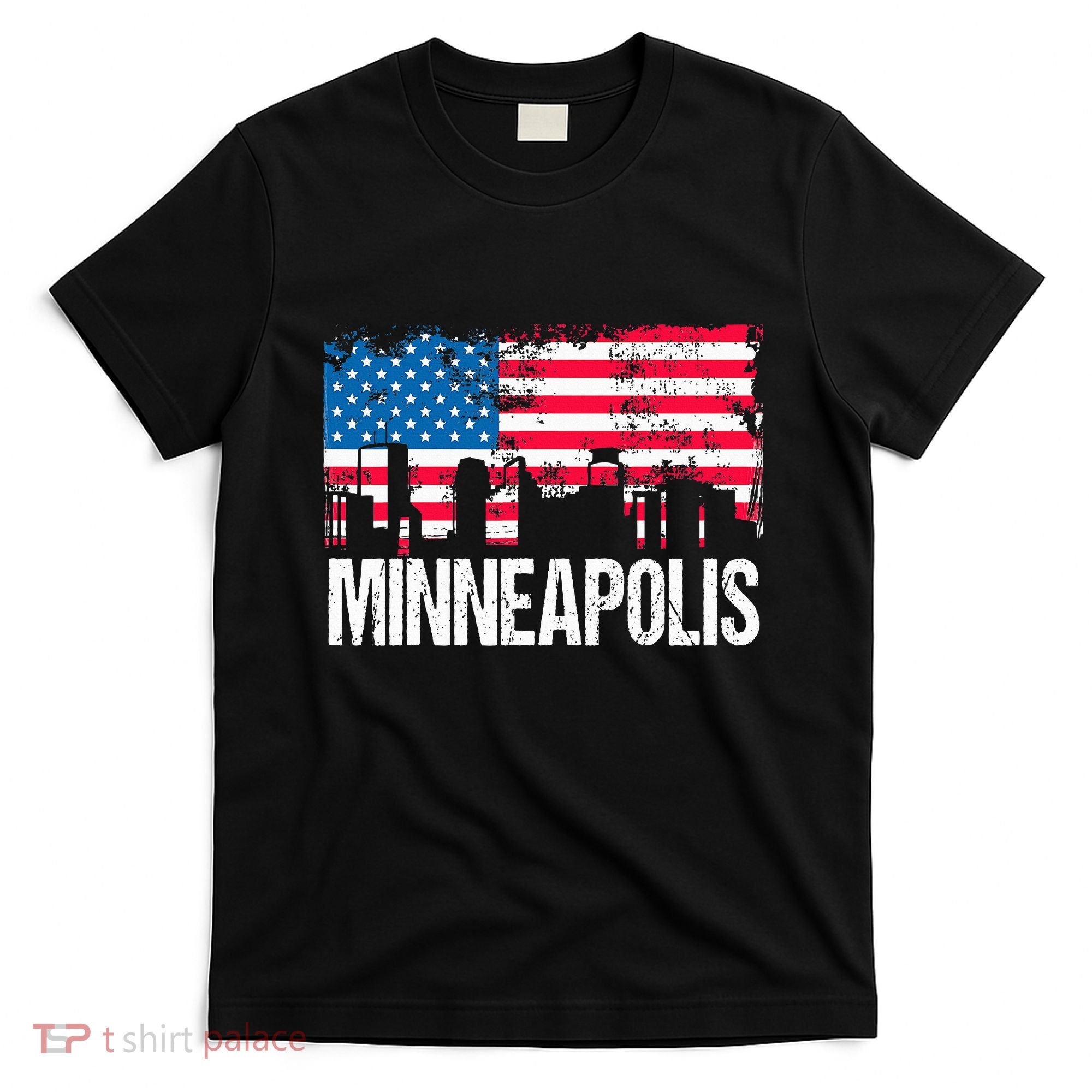 Vintage Us Flag American City Skyline Minneapolis Minnesota T-Shirt