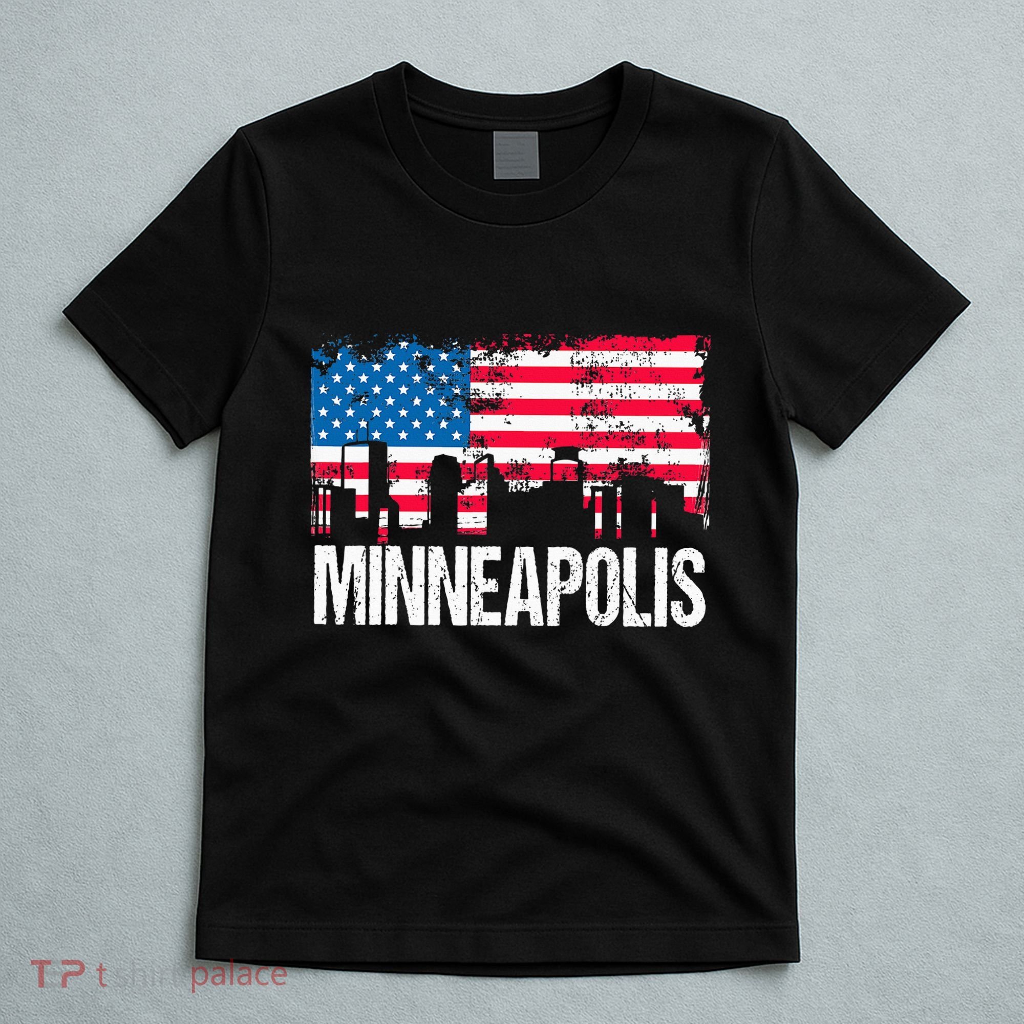 Vintage Us Flag American City Skyline Minneapolis Minnesota T-Shirt