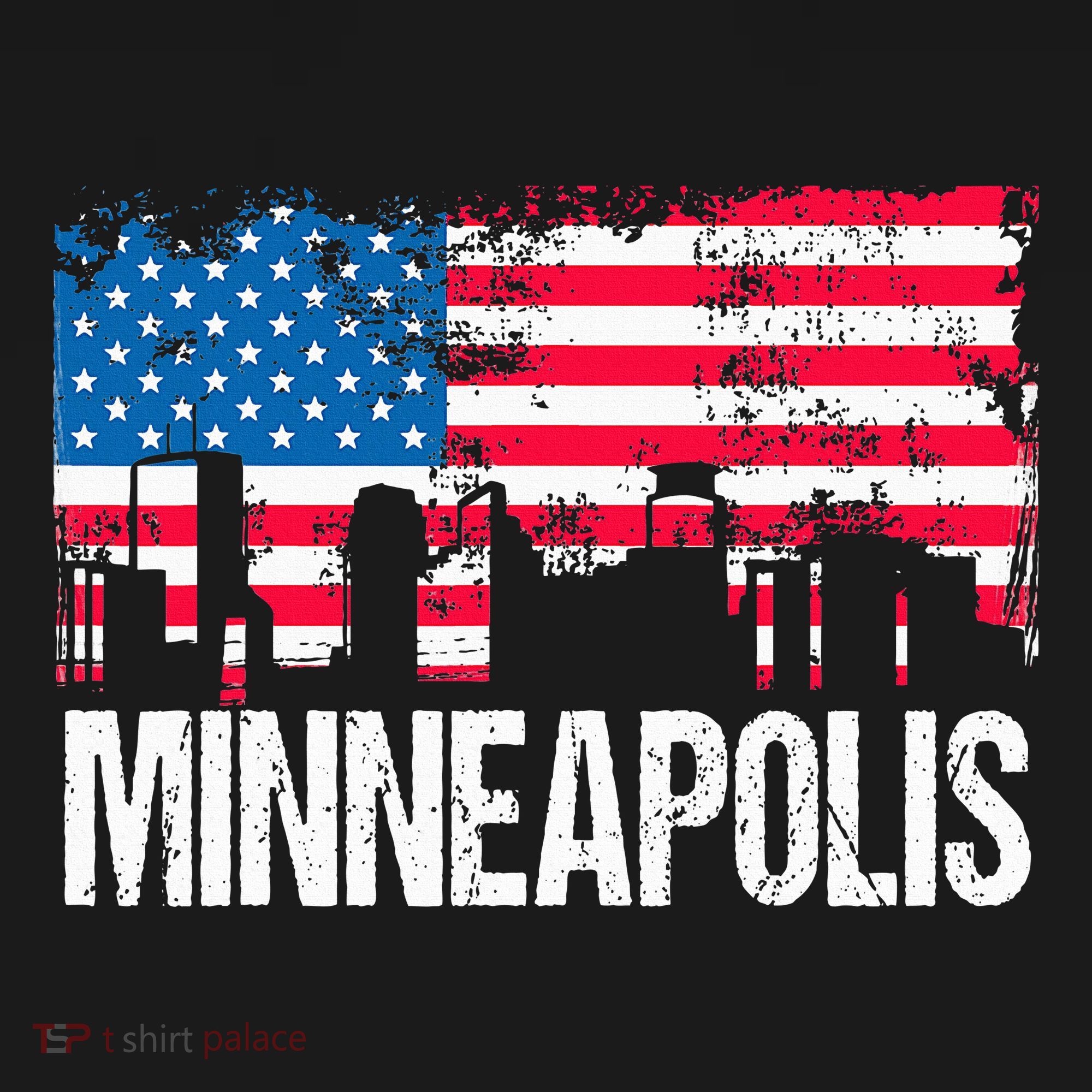 Vintage Us Flag American City Skyline Minneapolis Minnesota T-Shirt