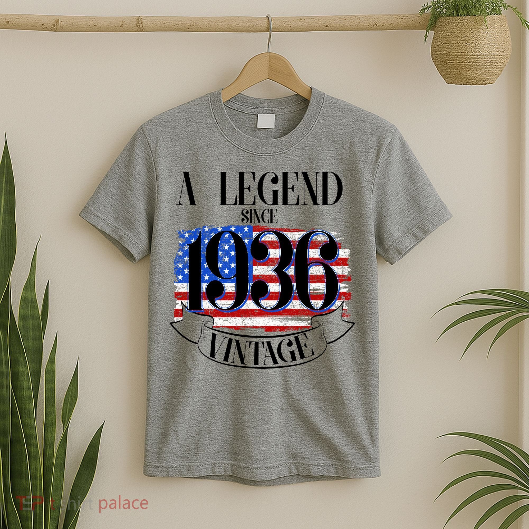 Vintage USA Flag A Legend Since 1936 90th Birthday T-Shirt