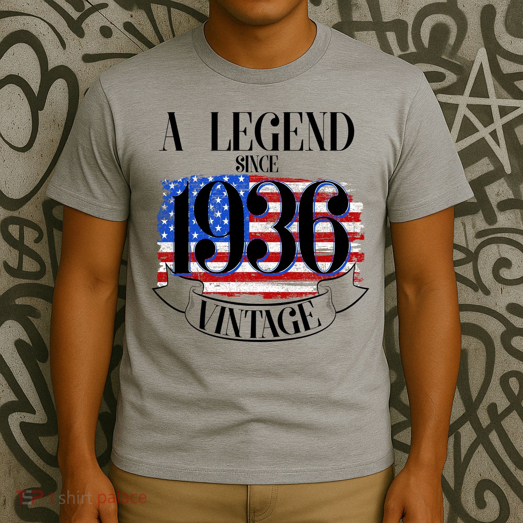 Vintage USA Flag A Legend Since 1936 90th Birthday T-Shirt